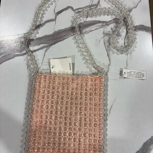 Urban Outfitters Pink and Clear Beaded Crossbody Bag
